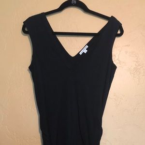 James Perse jersey black dress with ruching.